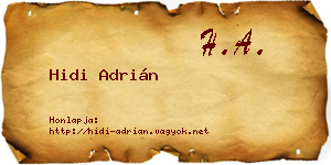 Hidi Adrián névjegykártya
